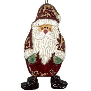 Santa Ornament Large Clay Folk Art